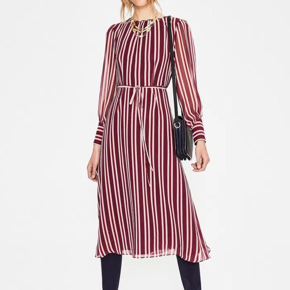 BODEN Alba Midi Dress Mulled Wine Size 4